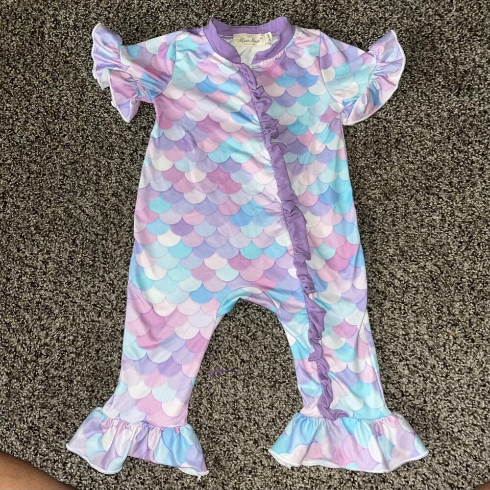 Marie Nicole Clothing Mermaid Scale Footed Romper 6-12 months